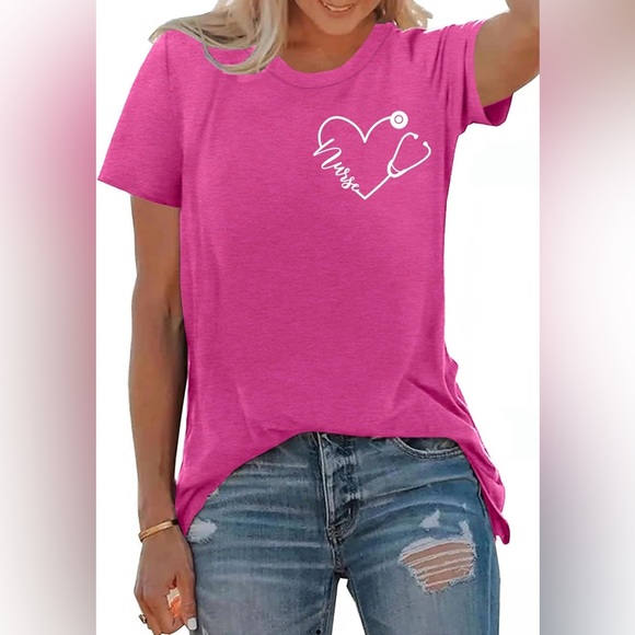 Tops - Pink Nurse Heart Graphic Women's Top